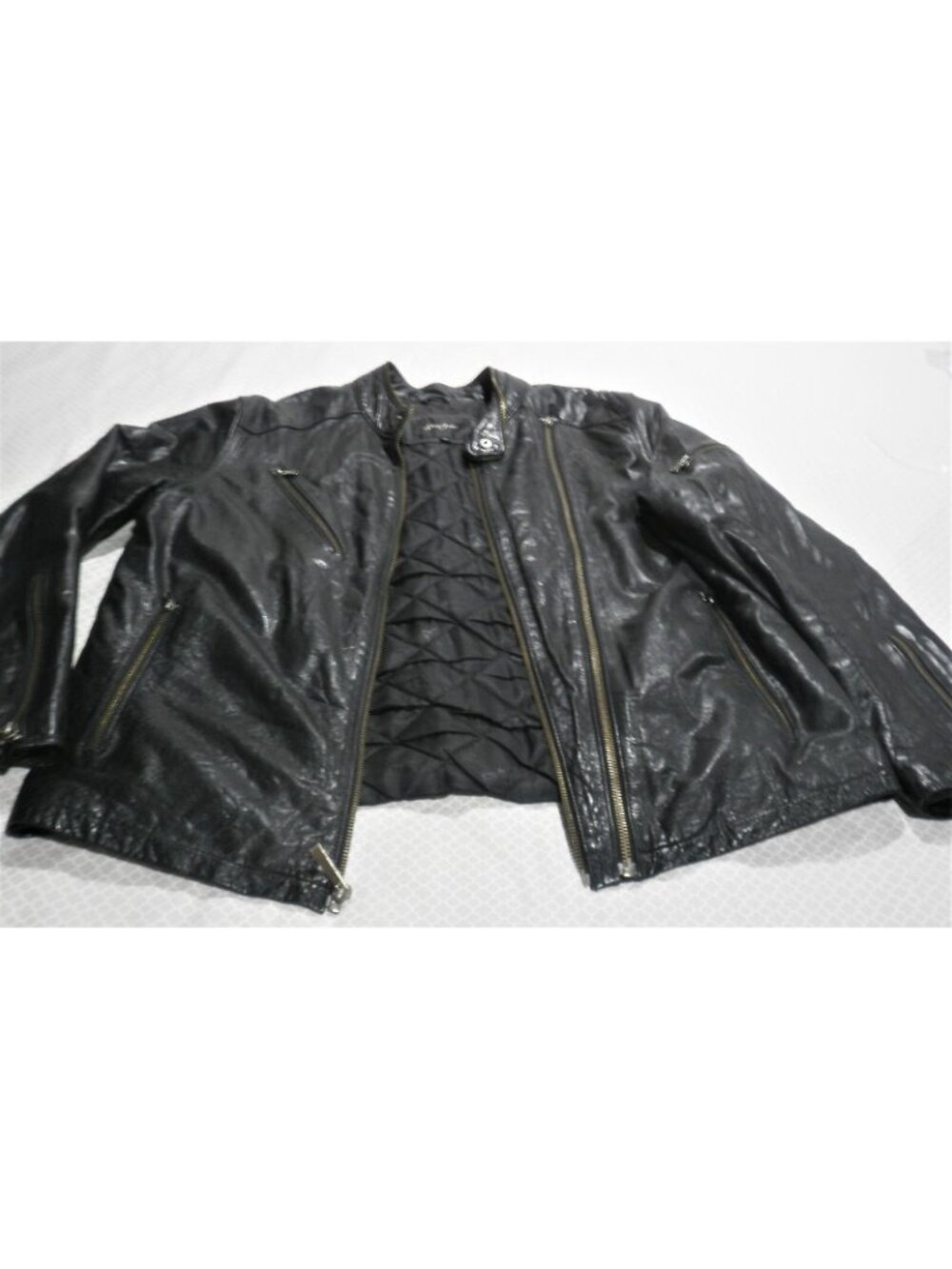 Vintage Retro Sean John Leather  Biker Jacket Men's Size XL Zippers - Picture 3 of 11